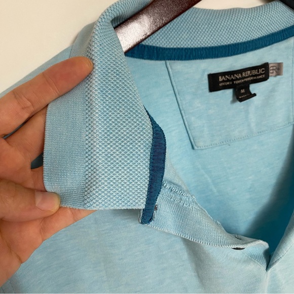 Banana Republic Luxury Touch Performance Men's Polo Light Blue Shirt Size Medium - Picture 4 of 14